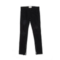Men's black torn jeans in cotton elastic denim with raw edges, medium to low waist and zipper placket, sizes M to 2XL.