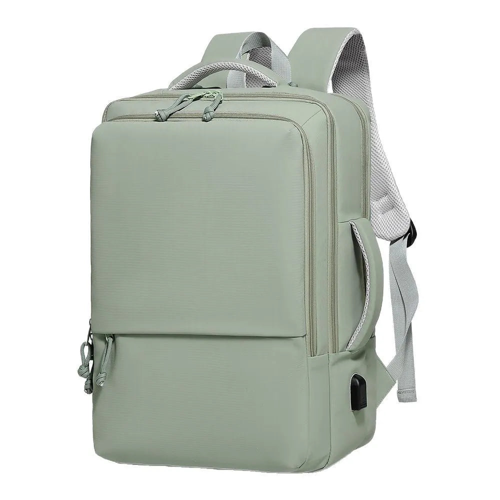 Large green waterproof Oxford cloth backpack for business travel with air pillow belt