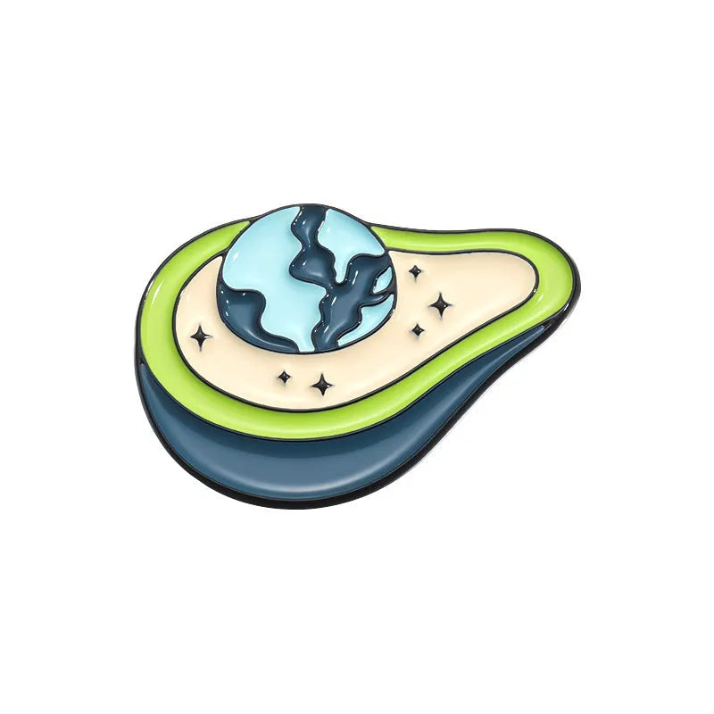 Colourful cartoon fruit zinc alloy brooch with pin back on denim jacket lapel
