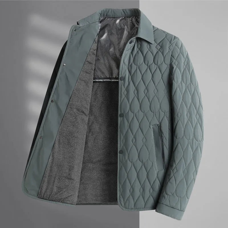 Men's lightweight diamond lattice shirt jacket in black, grey green or navy blue, regular fit, L to 4XL