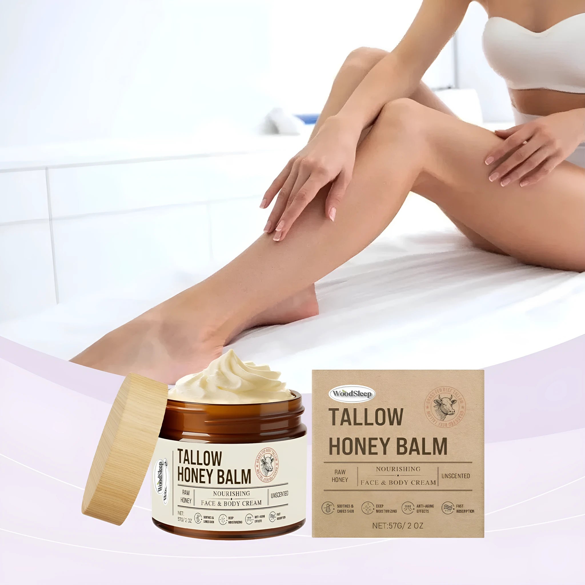 57g tallow honey skin repair moisturising cream container with ingredients label showing titanium dioxide and zinc oxide