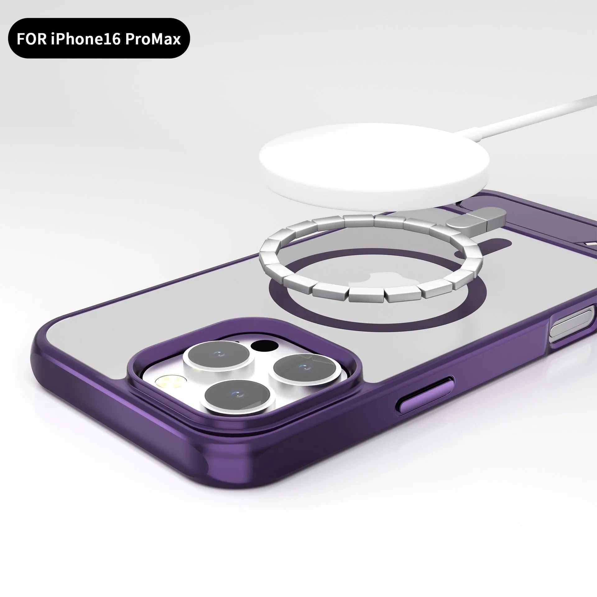 Metallic paint skin-sensitive magnetic bracket phone case for iPhone, wine red colour, TPU PC metal build