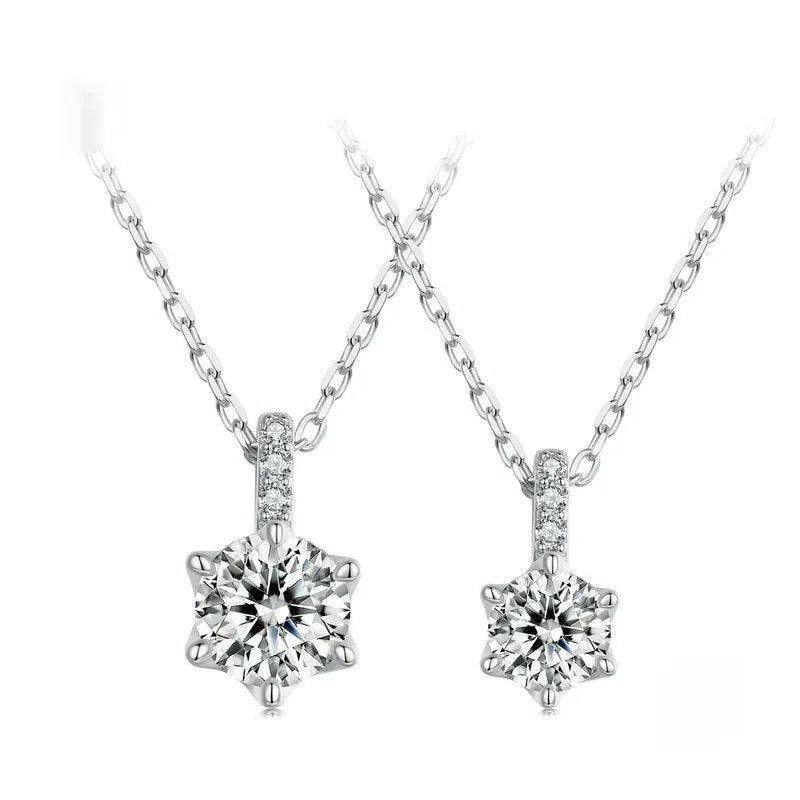 Moissanite 925 silver starry sky pendant necklace on O-ring chain, adjustable 41-50cm, natural style
