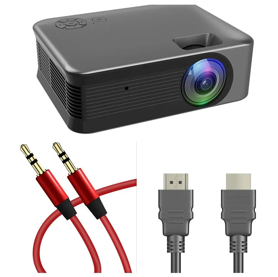 Portable compact projector with 2.4-inch LCD screen, 160x120x55mm, black casing