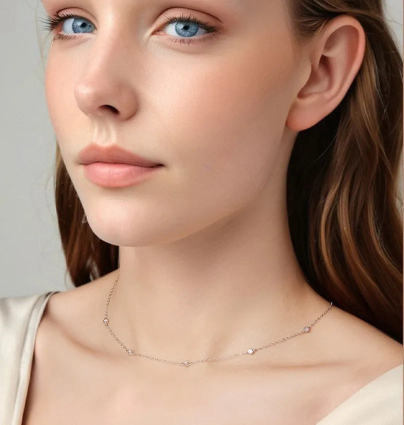 925 silver moissanite pendant necklace on adjustable chain 41-50cm silver colour with certificate