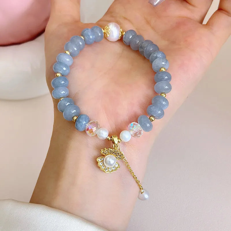 Natural aquamarine pearl shell bracelet with new aquamarine pearl colour