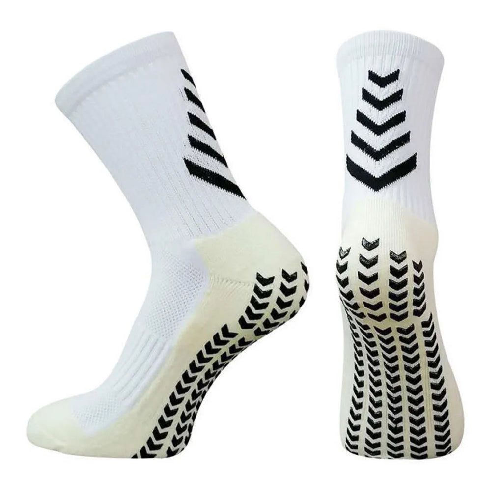 Men's non-slip mid-calf athletic socks in multiple colours with silicone grip detail.