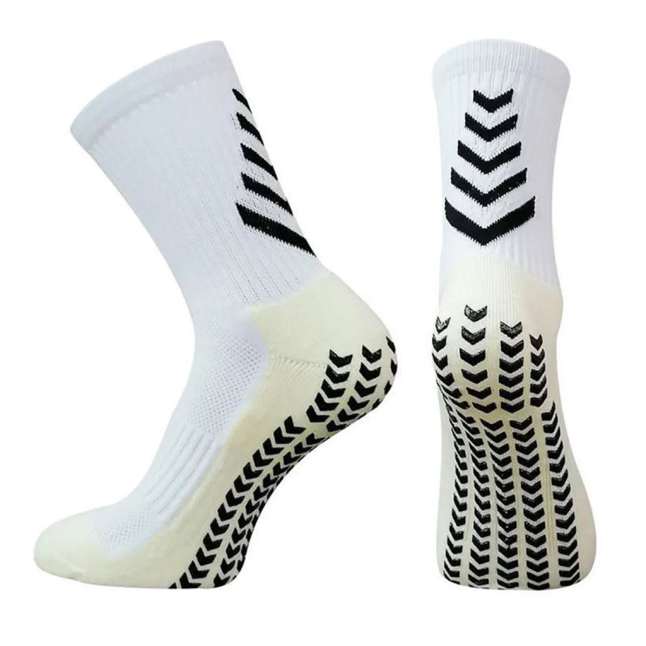 Men's non-slip mid-calf athletic socks in multiple colours with silicone grip detail.