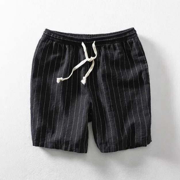 Men's striped cropped casual pants in soft polyester fabric for summer street style