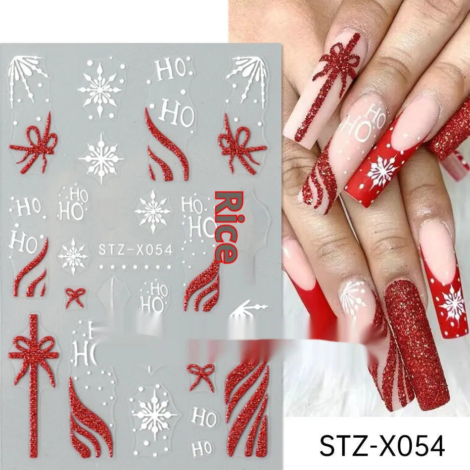 Black and silver striped cartoon pattern nail stickers with plastic application tool