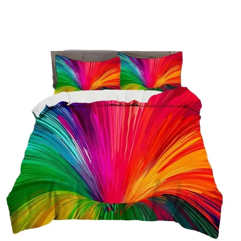 Digital printing down quilt cover three-piece set in chemical fibre, modern simplicity style, available in multiple sizes