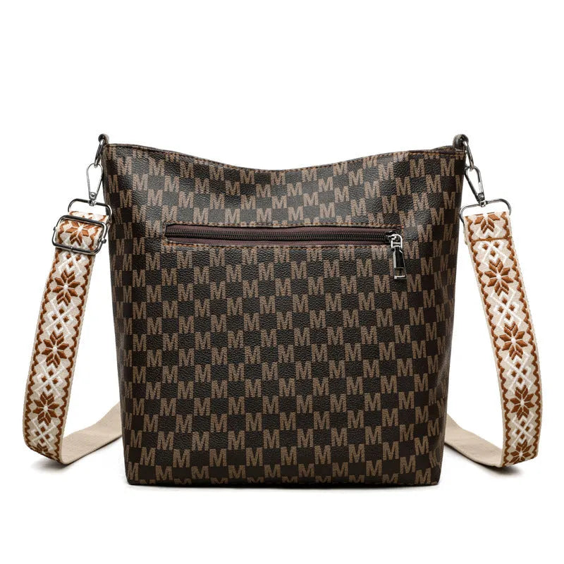 Retro dumpling-shaped PU leather shoulder bag with organisation compartments in black brown white colour options