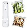 White USB electric suction pump and vacuum food storage bags for 26x28cm sealing.