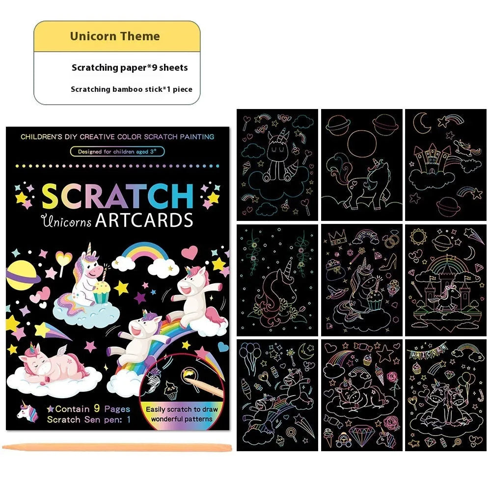 A5 DIY scraping painting paper kit, 140x190mm 81g, with themed suit and 19 design options