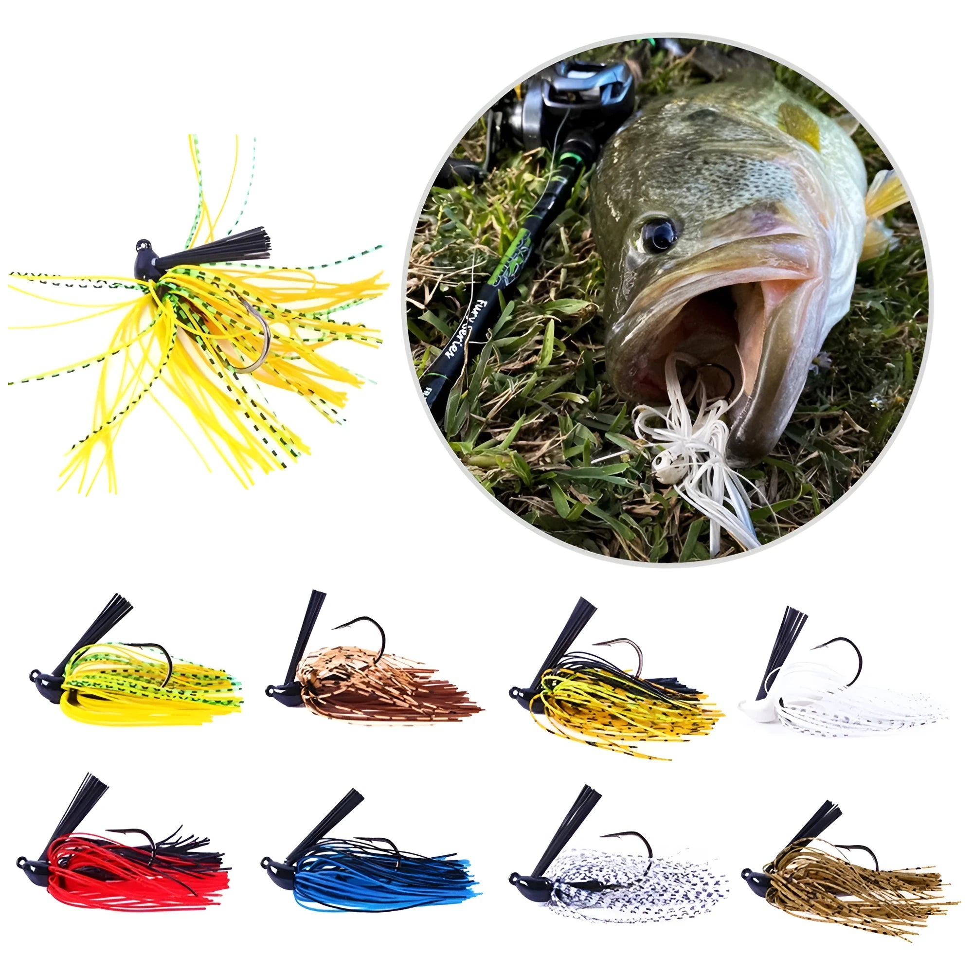 Jig hook anti-hook bottom beard fishhook lure in 10g weight, eight colour options available