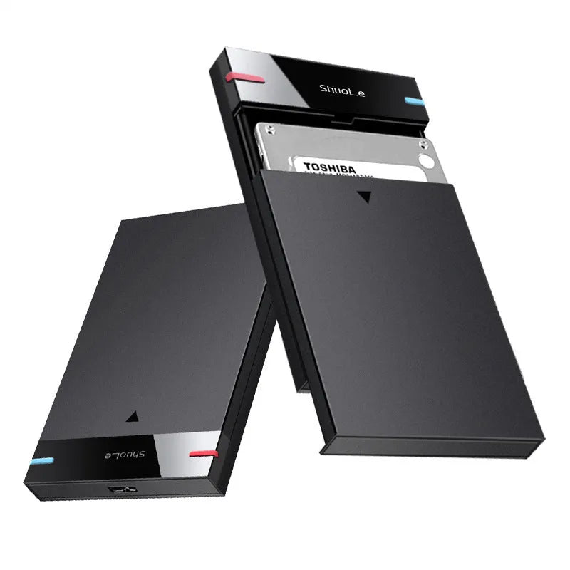 External 2.5-inch SATA USB 3.0 hard drive enclosure in black with PC ABS housing