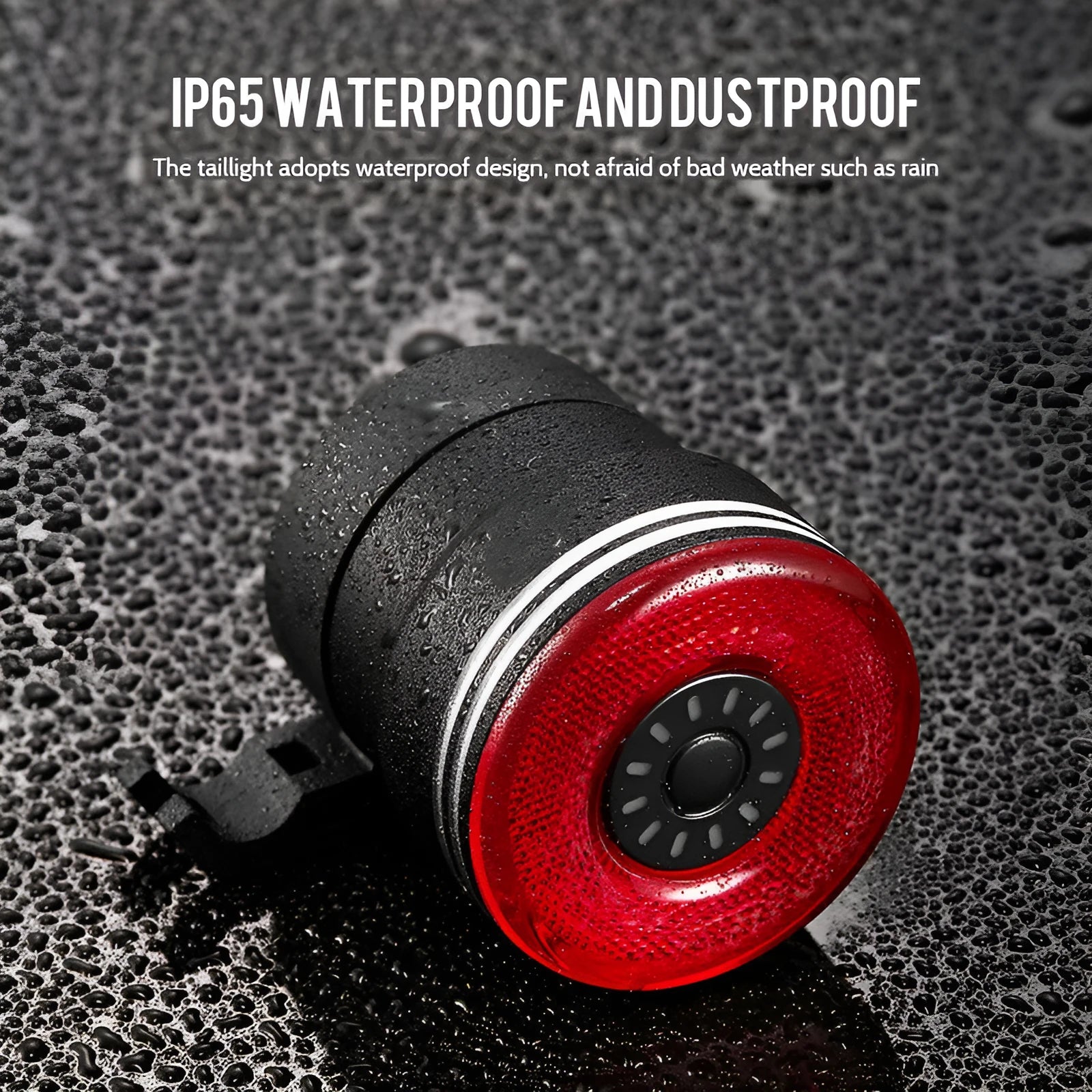 Black smart brake sensing USB charging bicycle taillight with aluminium alloy housing.
