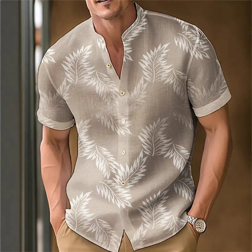 Men's printed casual shirt in polyester, available in multiple colours and sizes including XL and 4XL.