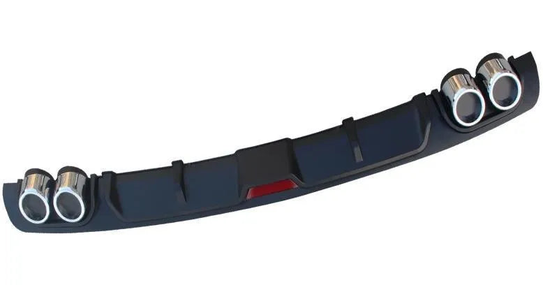 Automotive rear bumper spoiler modification accessory in PP plastic showing length options