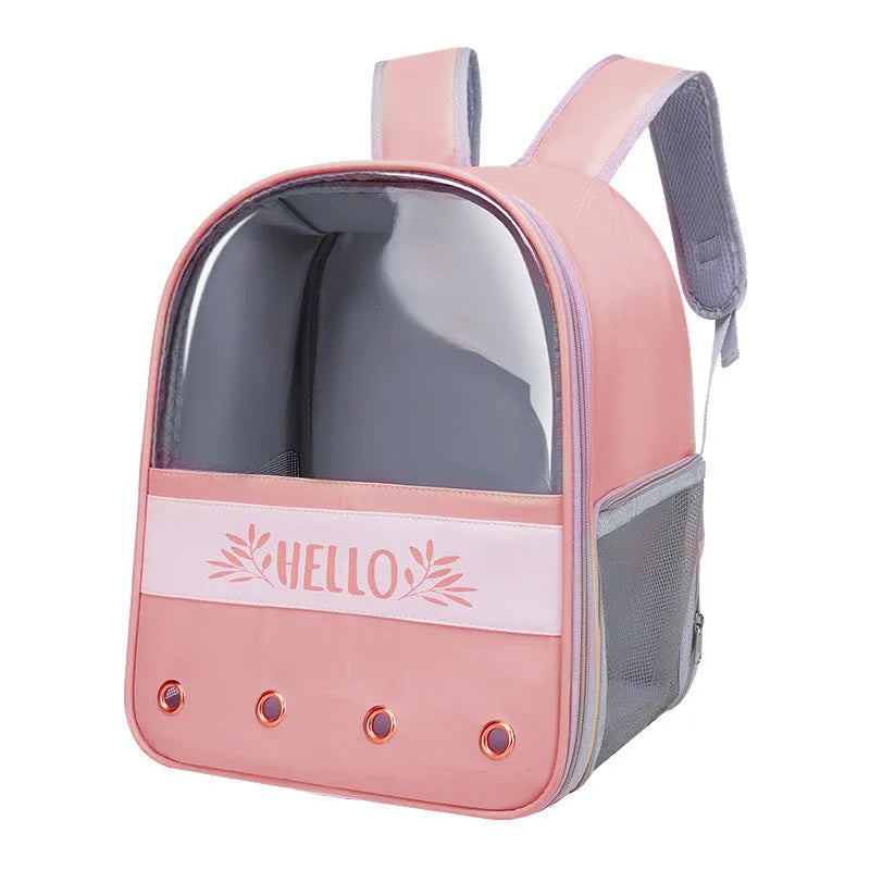 Colorblock English Macaron pet backpack in khaki with Oxford cloth construction and shoulder straps
