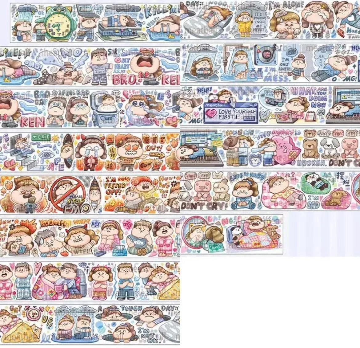 Cute cartoon character sticker on Japanese paper for haemorrhoid tape packaging decoration.