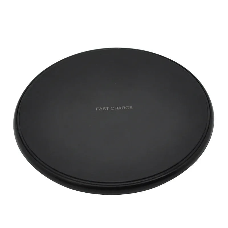Round wireless charger with indication function in Black 10W