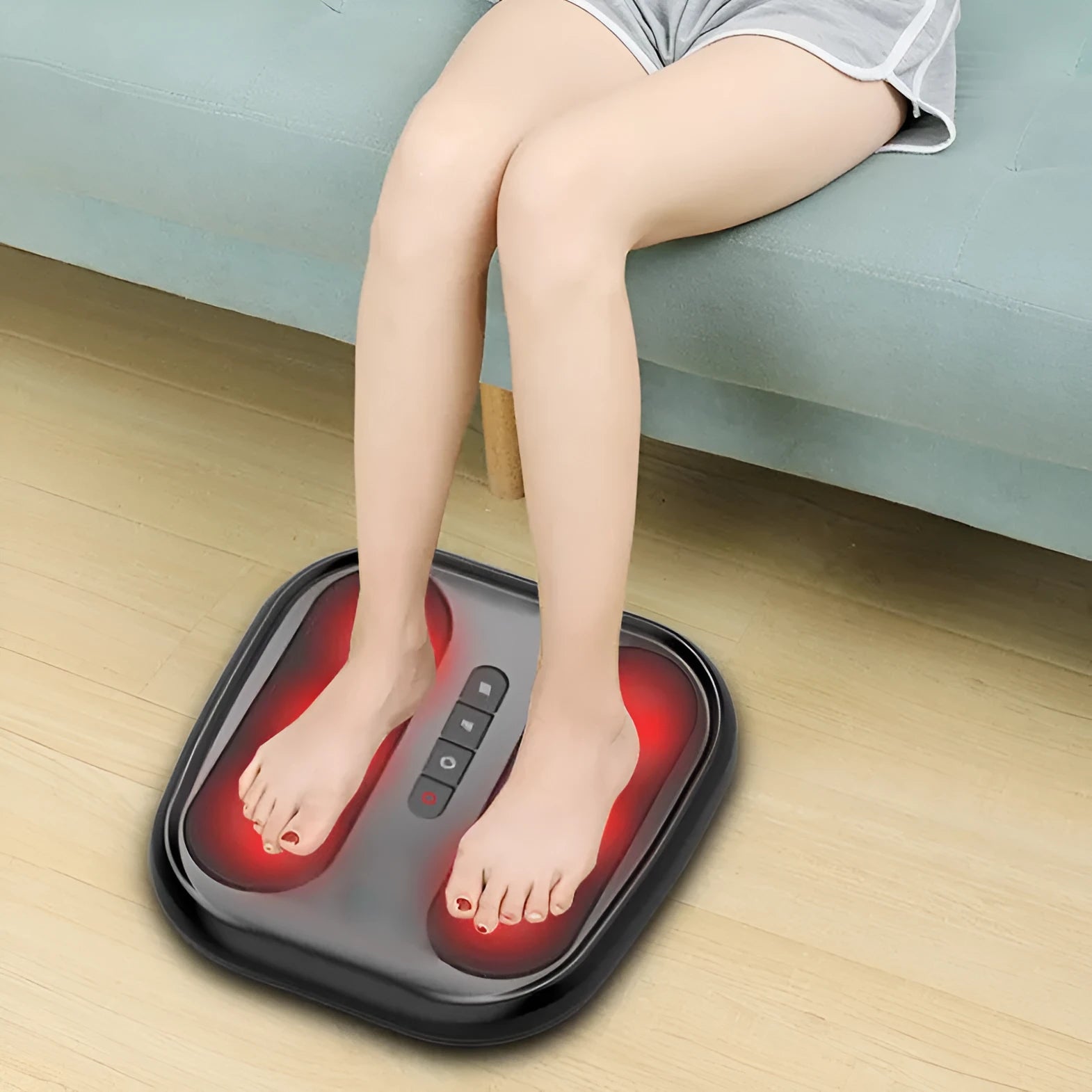 Multifunctional foot massager with acupuncture point kneading in black, green, orange, and red colour options