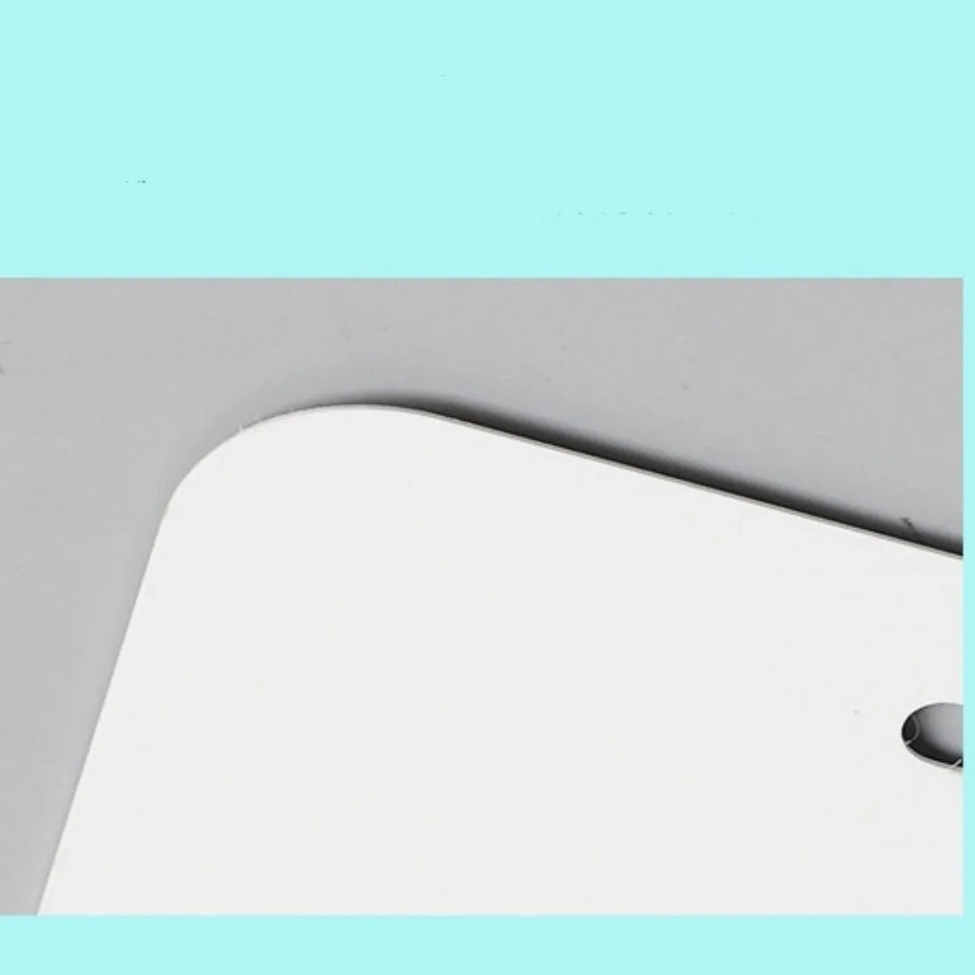 White aluminium licence plate sheet measuring 30.3 by 15 centimetres