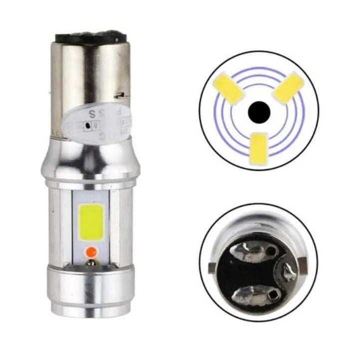 White aluminium alloy LED headlight with 18W 3000LM output for motorcycle direct replacement