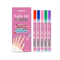 Set of five nail art graffiti pens in red, blue, powder, violet, and green colours with brush tips.