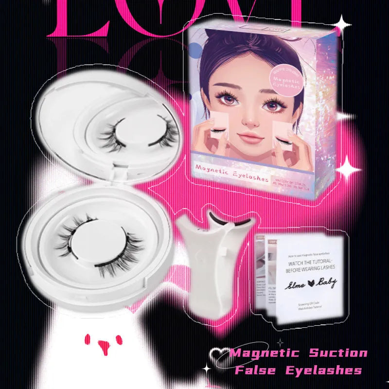 Magnetic suction false eyelashes one pair class mink hair natural simulation daily wear with white clip option