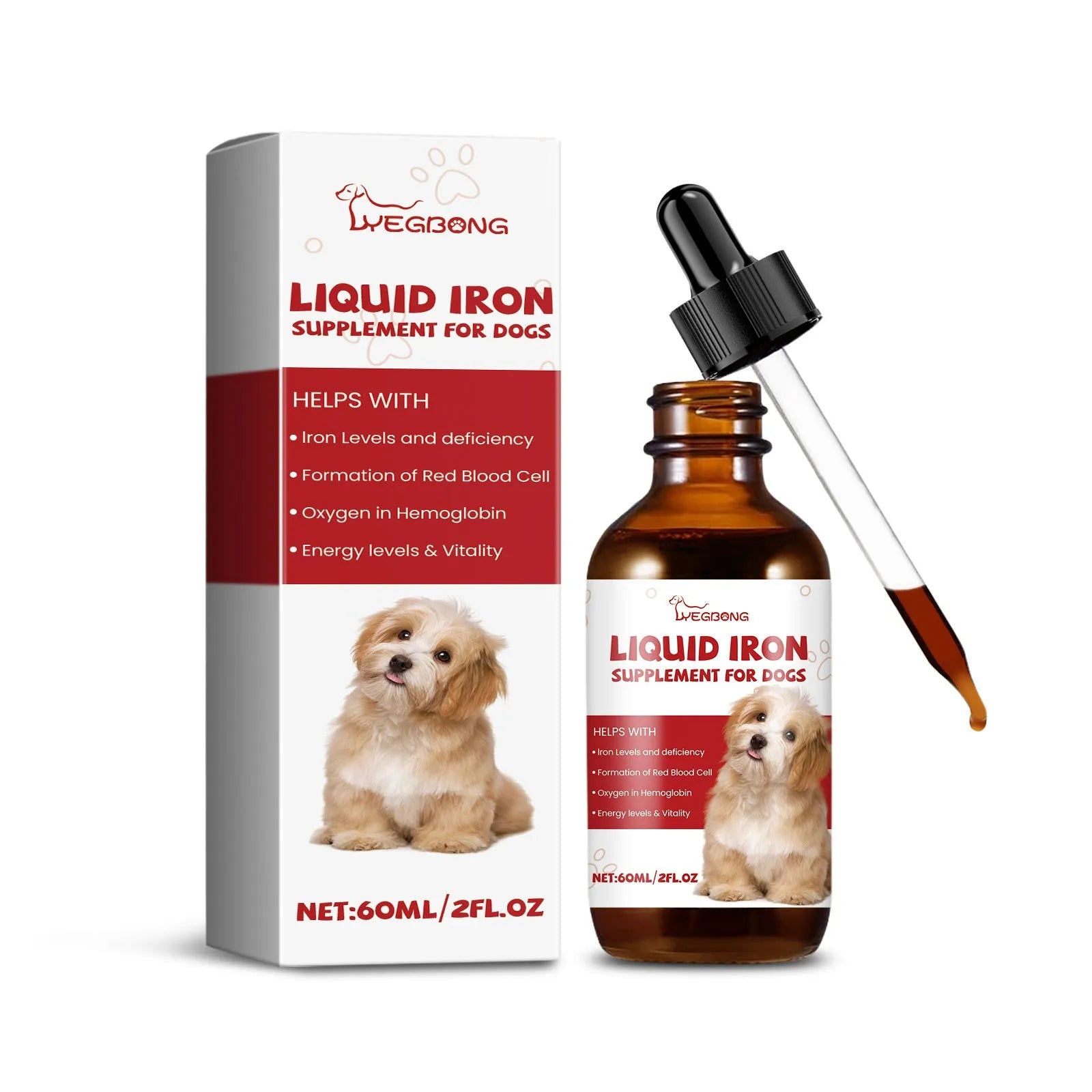 60ml bottle of pet dog syrup with mint extract for oral care and fresh breath