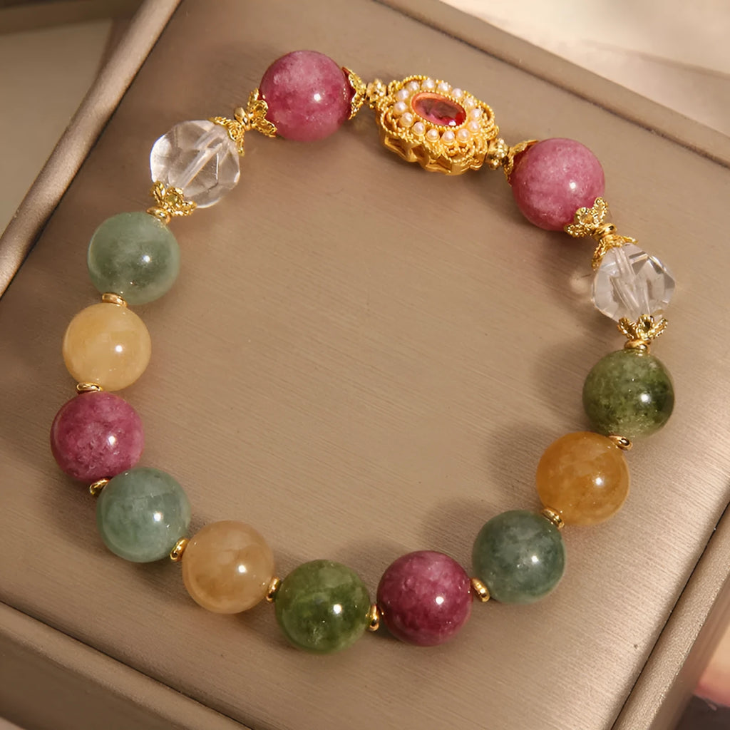 Jade colour tourmaline women's bracelet with alloy construction and adjustable closure
