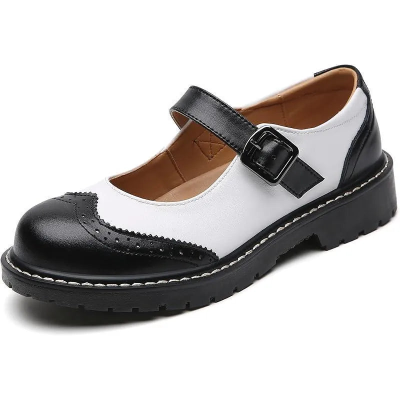 Shallow mouth thick bottom buckle pumps in black, PU upper, sizes 36-43