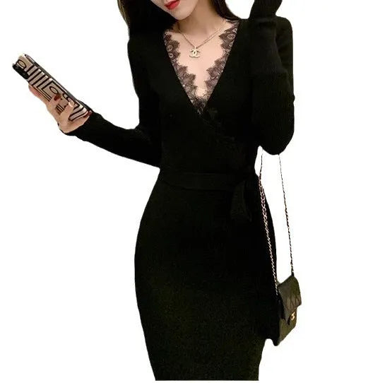 Women's black slim-fit polyester skirt with a princess dress cut