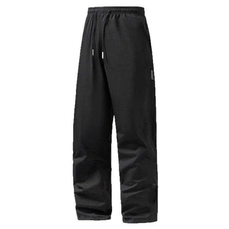 Men's straight casual light business pants in lint-free fabric, black, sizes M to 5XL