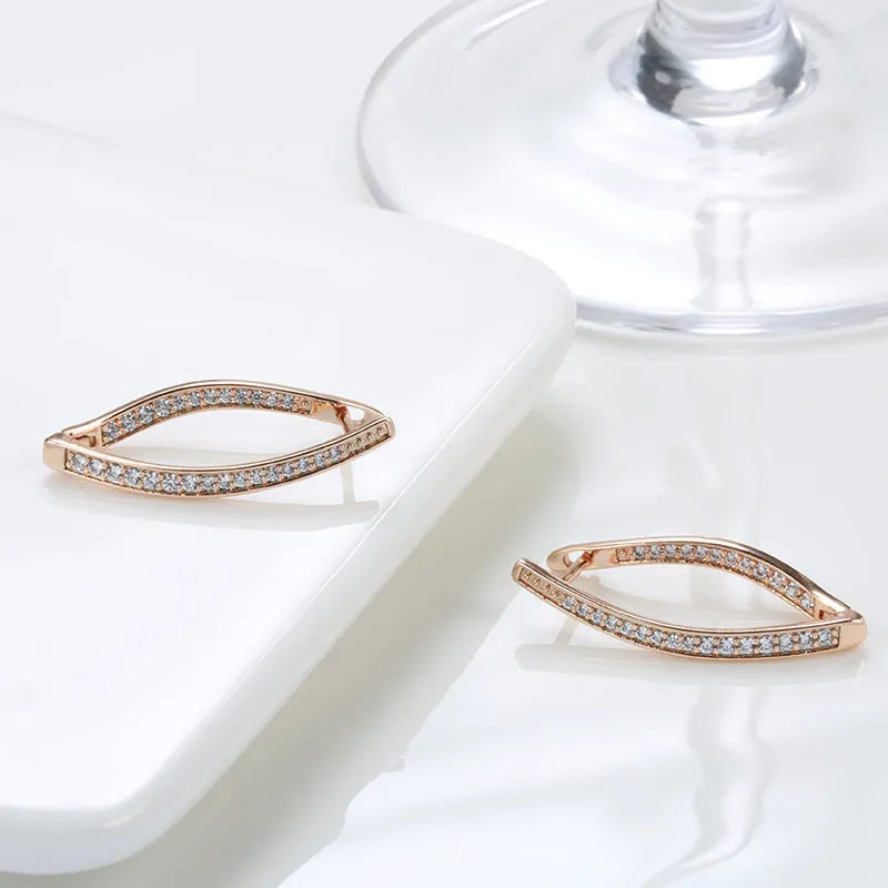 Geometric zircon drop earrings in copper with ins style design for women