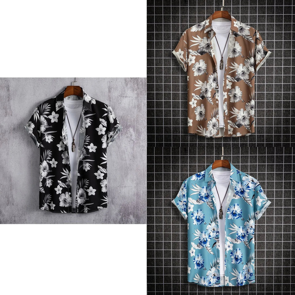 Men's digital printed shirt with colour matching pattern in blue, available in cotton polyester fabric