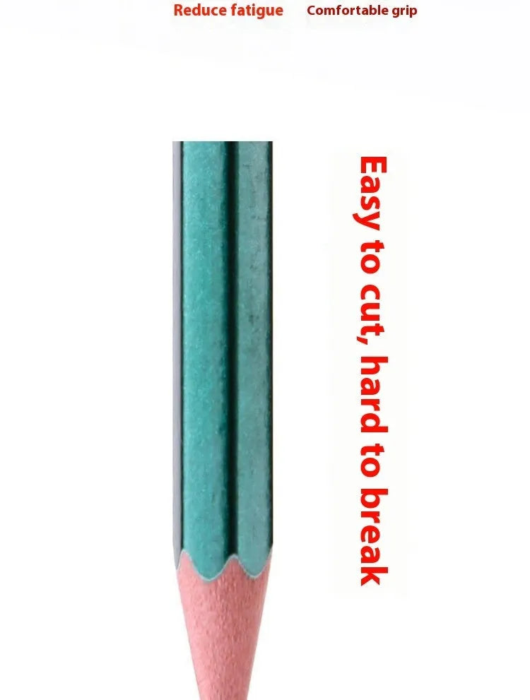 Green Rod box of ten wooden HB and 2B pencils with six-angle shape.