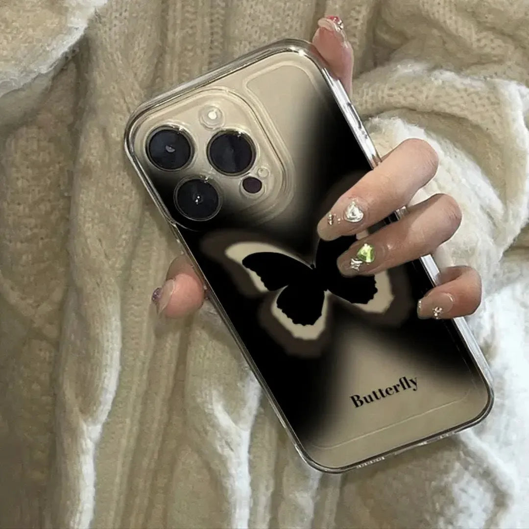 Transparent soft TPU phone case with painted butterfly design for iPhone models, shockproof and anti-fingerprint.