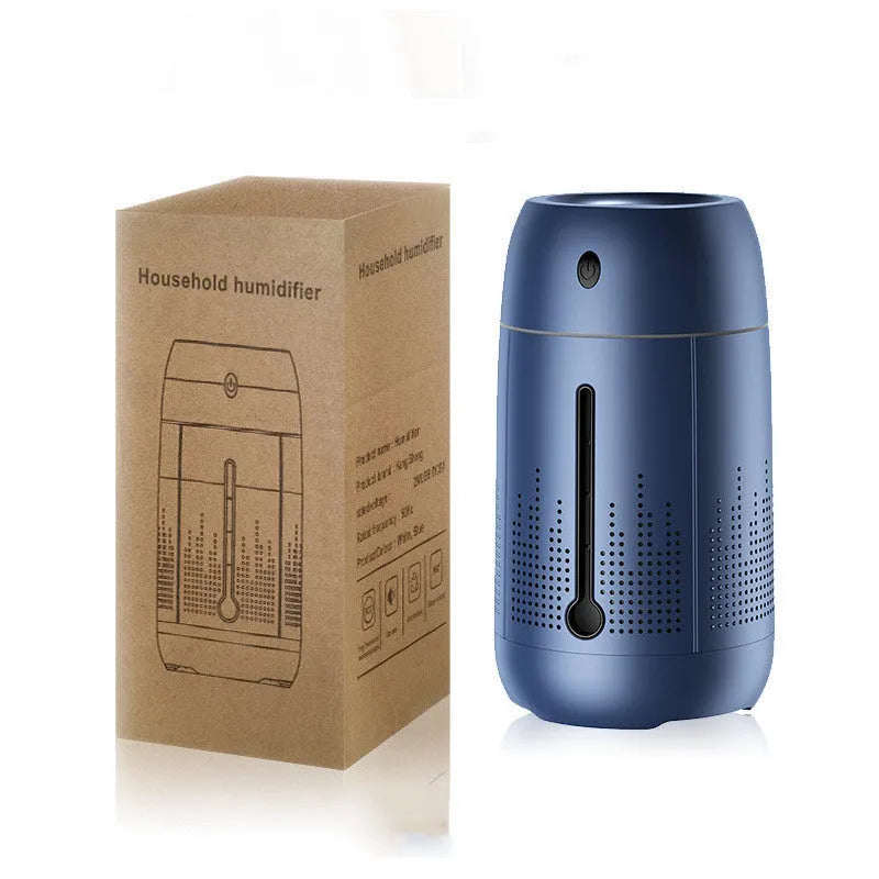 Round plastic household USB aromatherapy humidifier with colourful ambient light and single fog outlet