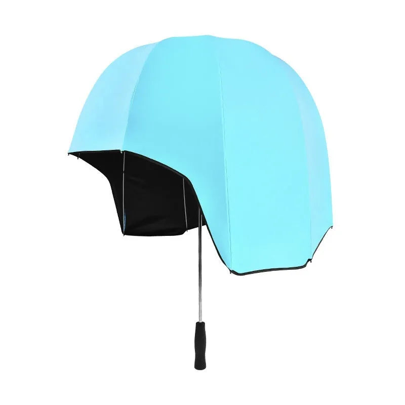 76cm diameter helmet umbrella with long handle in various colour options including vinyl-coated patterns