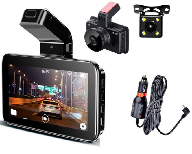 3-inch HD car DVR dashboard camera with double lens front and back recording capability