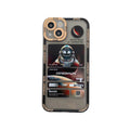 Blue and black graffiti space astronaut design on a silicone iPhone case for iPhone 13.