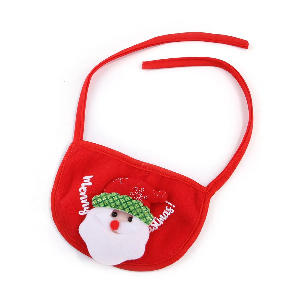 Christmas pet costume with velvet hat and bib in red, green, and white antler options, sizes S and M