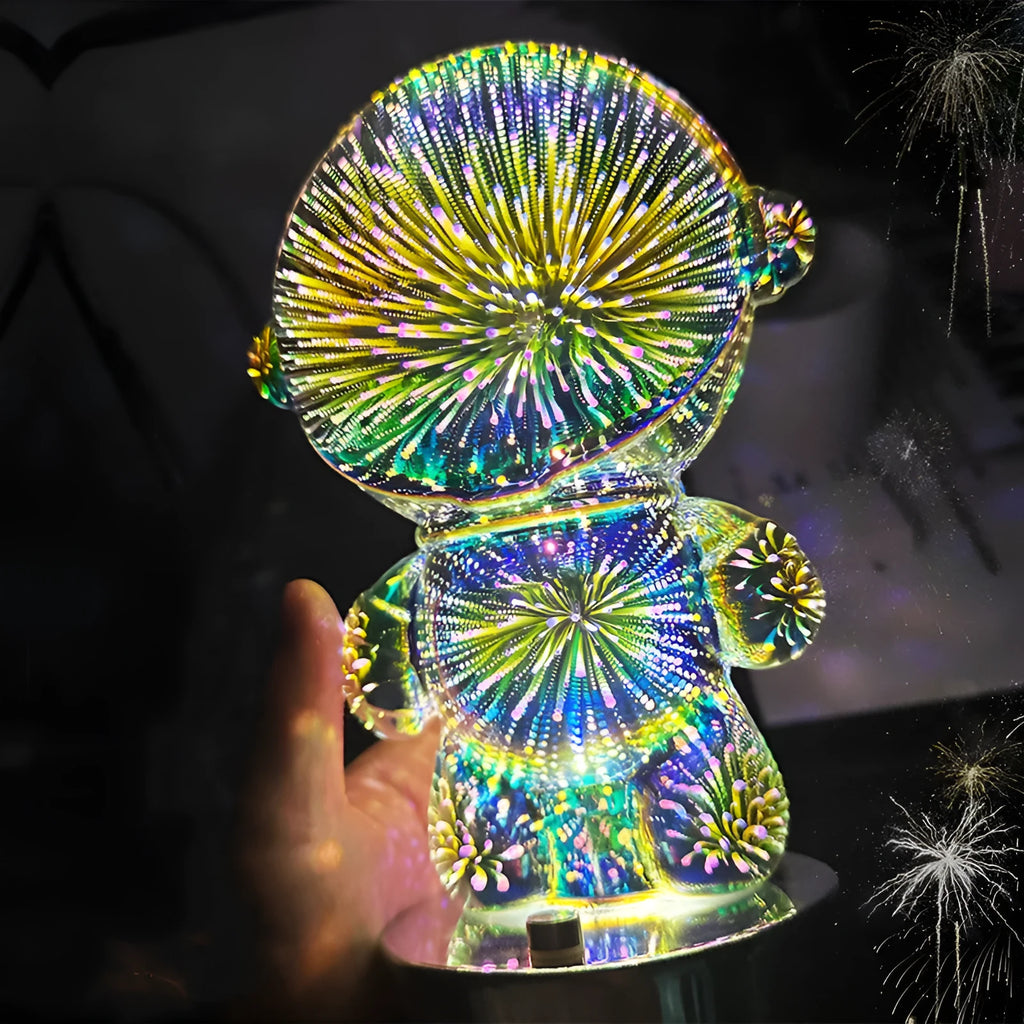 Fireworks Astronaut 3D stereo glass atmosphere light with touch switch and USB charging on a desk