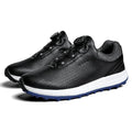 Men's white and black casual golf shoes with breathable design and broken nail non-slip sole pattern