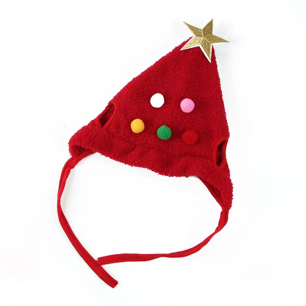Christmas pet costume with velvet hat and bib in red, green, and white antler options, sizes S and M