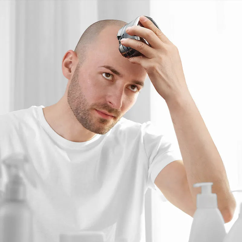 Men's hair clipper 6D magnetic suction six-blade rotary shaver digital display 8750 USB rechargeable