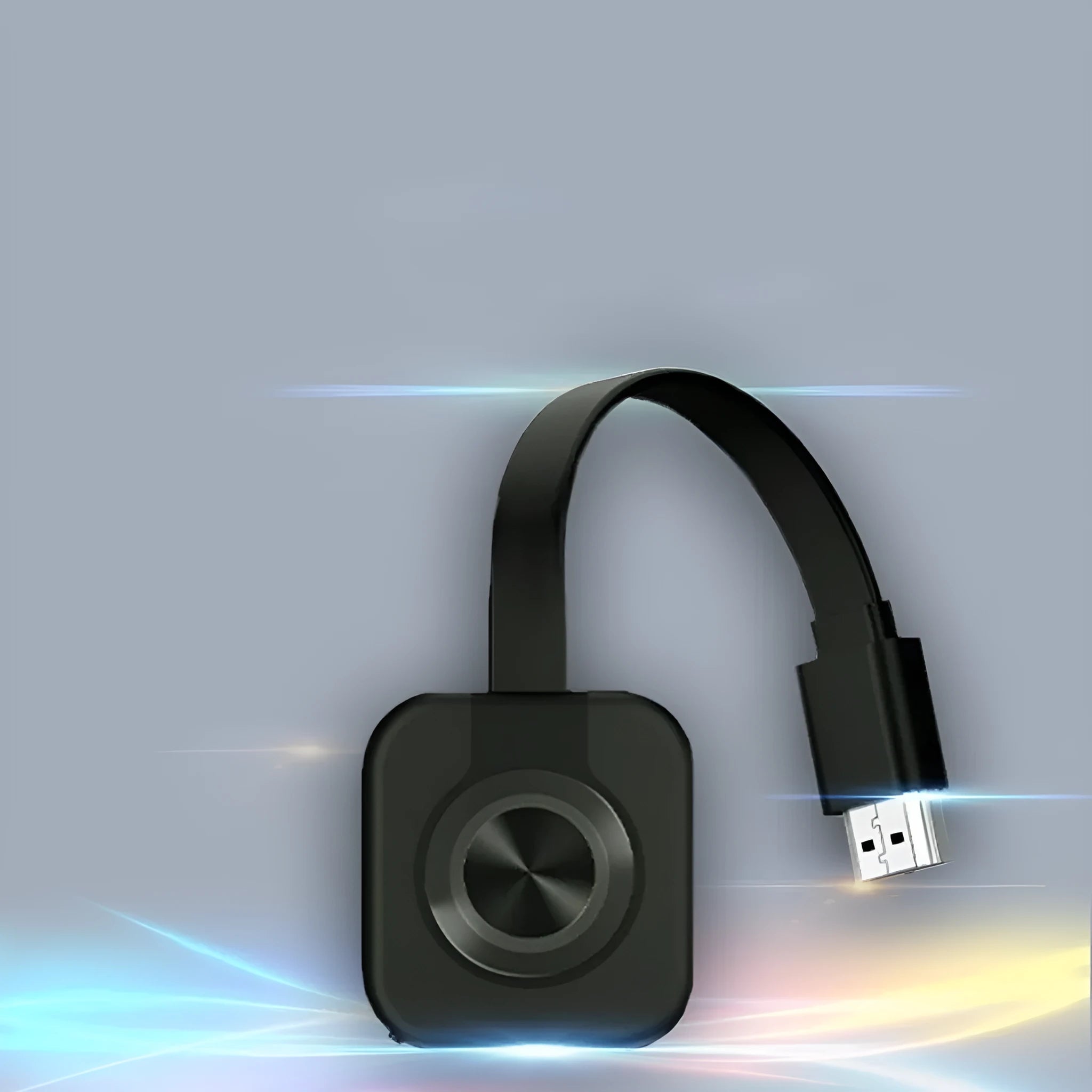 Wireless HDMI transmitter, compact 4.6 x 4.3 x 0.6 cm, for mobile same-screen projection with HDMI interface.